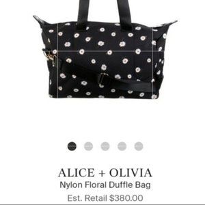 NEW Alice + Olivia Daisy Print Duffel Bag and Sealed Stacey Bendet AO Staceface